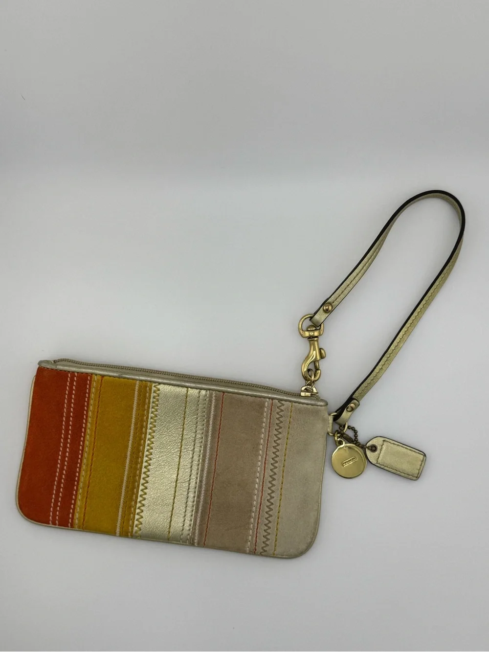 Coach Striped Suede Wristlet in Multicolor Coach
